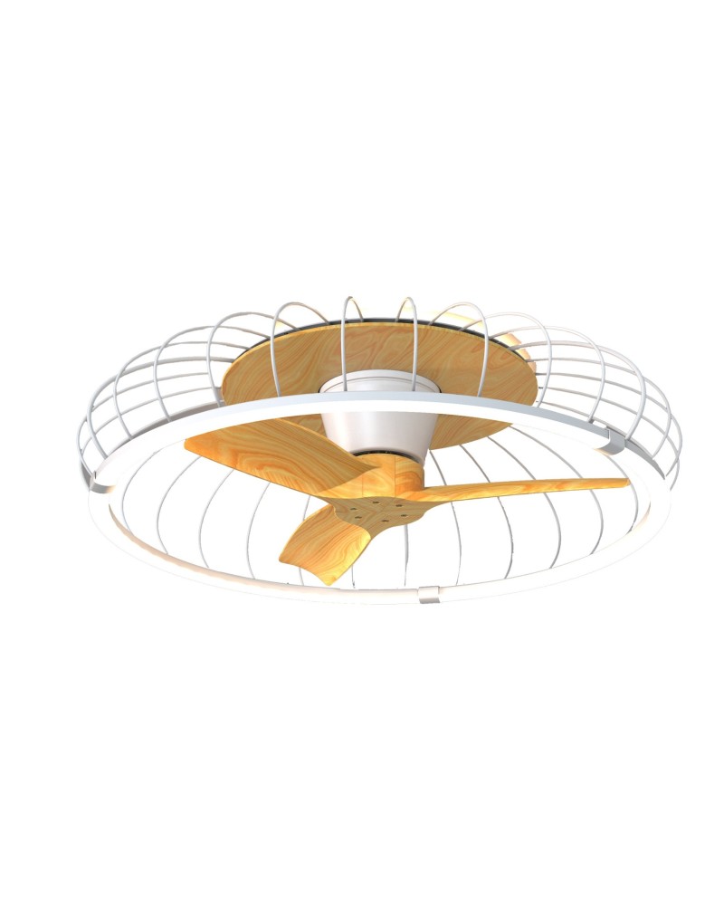 NATURE * VENTILADOR PLAFÓN LED BLANCO/HAYA CON MANDO